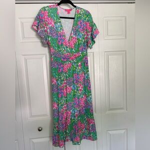 Lilly Pulitzer Juliet ruffle midi dress in cherry on top size medium EUC